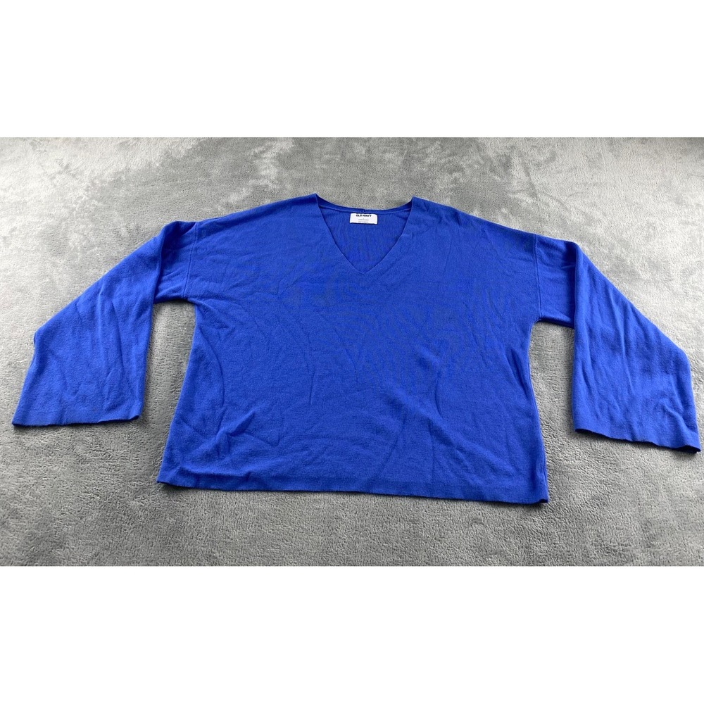 Old Navy Womens L Royal Blue V-Neck Relaxed Fit Wide Slv‎ Knit Sweater Pullover